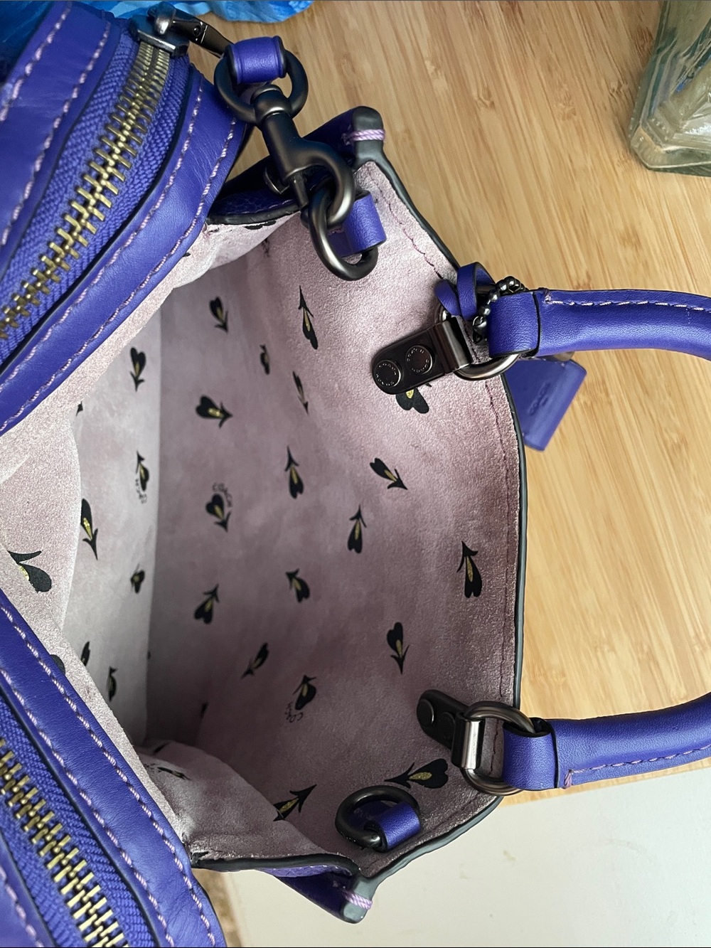 Coach 1941 X Disney Purple "Dark Fairy Tale" Pebble Leather Rogue 25 Satchel Bag - Picture 16 of 17